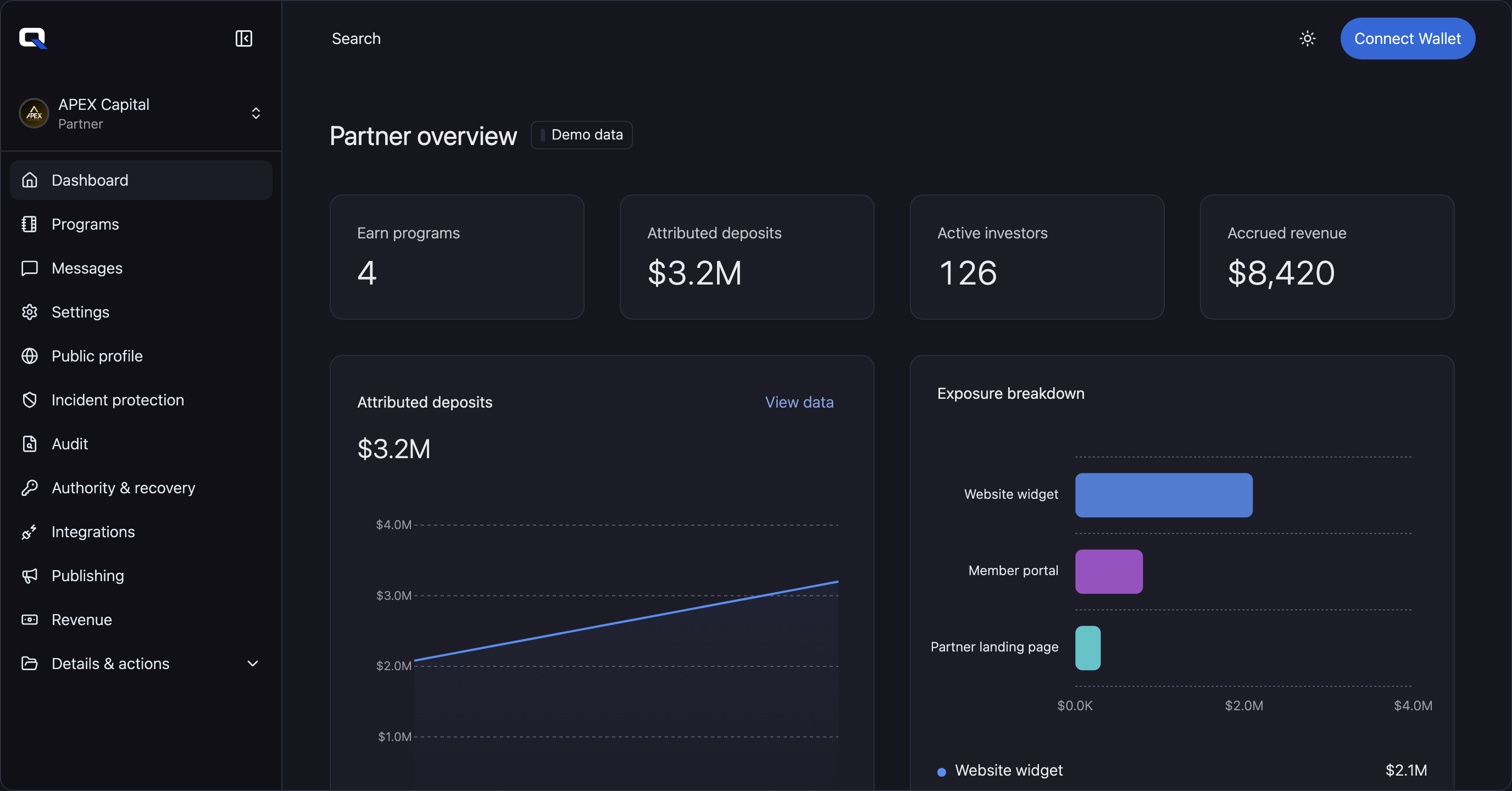 TORQ distribution partner dashboard and mobile channel terms view.
